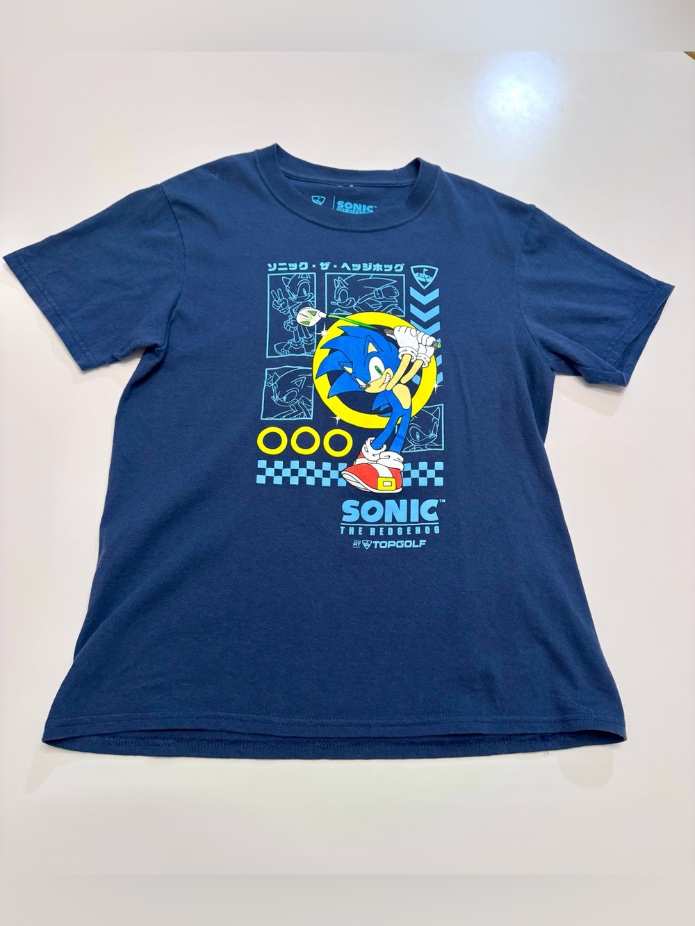 Topgolf Sonic the Hedgehog Kids Navy Graphic Tee, size L